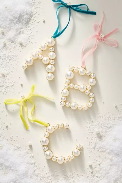 Anthropologie Pearl Monogram Ornament In Multi