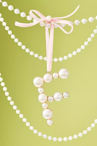 Anthropologie Pearl Monogram Ornament In Pink