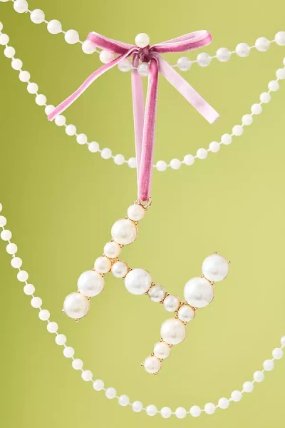 Anthropologie Pearl Monogram Ornament In Pink