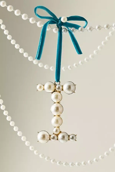 Anthropologie Pearl Monogram Ornament In Neutral