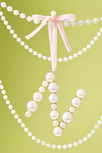 Anthropologie Pearl Monogram Ornament In Pink