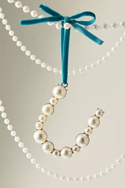 Anthropologie Pearl Monogram Ornament In Multi