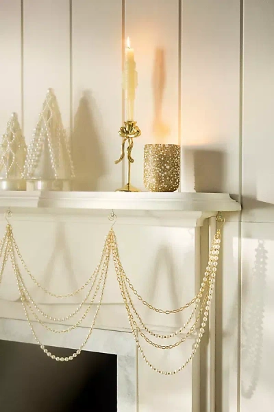 Anthropologie Pearl Swoop Garland In Gold