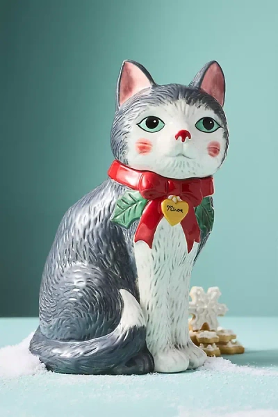 Anthropologie Peluche Cat Cookie Jar In Multi