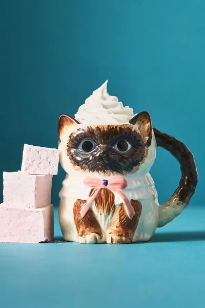 Anthropologie Peluche Pet Stoneware Mug In White