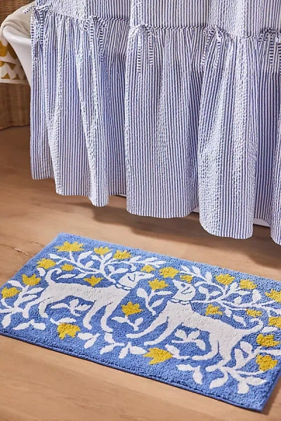 Anthropologie Penny Pup Tufted Bath Mat In Blue