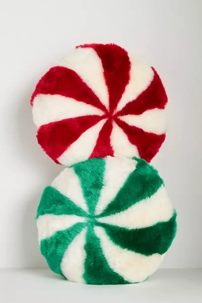 ANTHROPOLOGIE PEPPERMINT FAUX-FUR PILLOW
