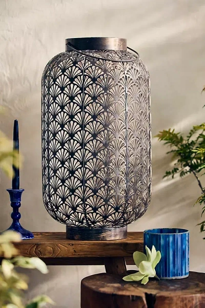 Anthropologie Perforated Foliage Solar Lantern, Extra Large In Brown