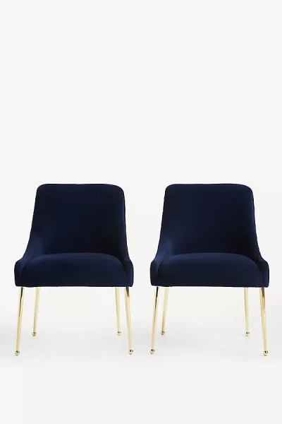 Anthropologie Performance Velvet Elowen Dining Chair In Blue
