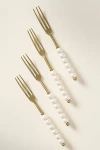 Anthropologie Perla Appetizer Forks, Set Of 4 In White