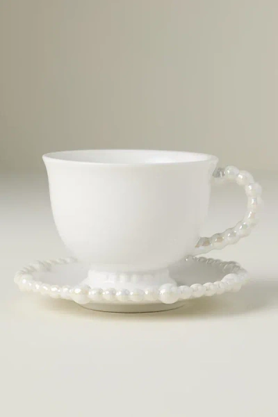 Anthropologie Perla Stoneware Espresso Cup And Saucer In White