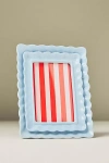 Anthropologie Philippa Scalloped Ceramic Photo Frame In Blue