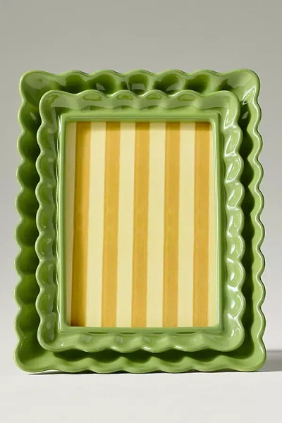 Anthropologie Philippa Scalloped Picture Frame In Green