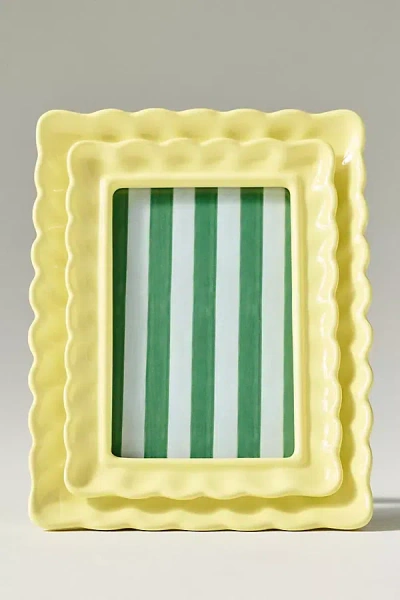 Anthropologie Philippa Scalloped Picture Frame In Yellow