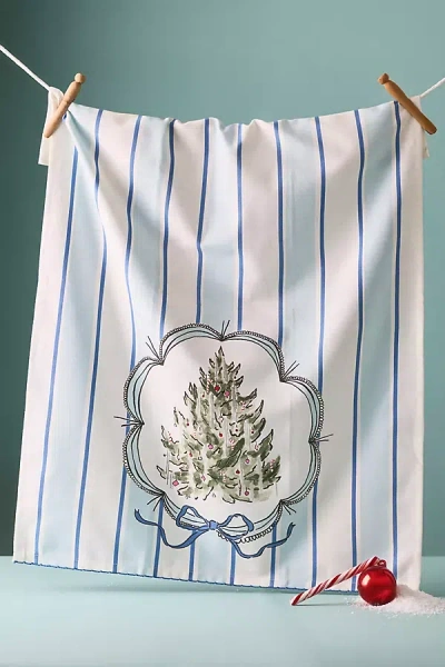 Anthropologie Picture Perfect Tree Dish Towel In Blue