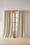 Anthropologie Pieced Stripe Cotton Blend Woven Blackout Curtain In Neutral