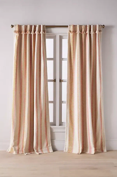 Anthropologie Pieced Stripe Cotton Blend Woven Curtain In Neutral