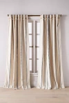 Anthropologie Pieced Stripe Cotton Blend Woven Curtain In Neutral