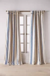 Anthropologie Pieced Stripe Cotton Blend Woven Curtain In Neutral