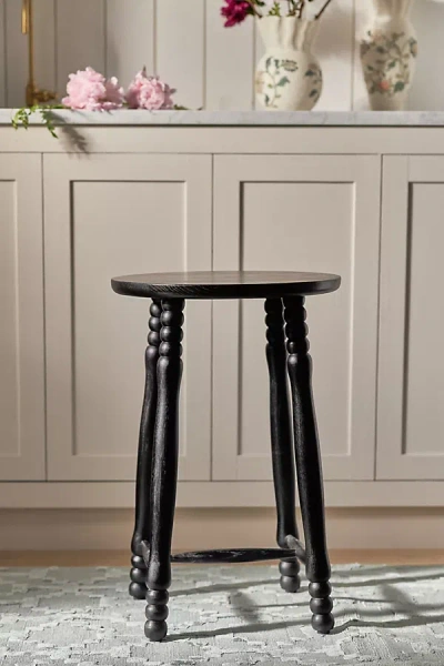 Anthropologie Pierre Turned Wood Counter Stool In Black