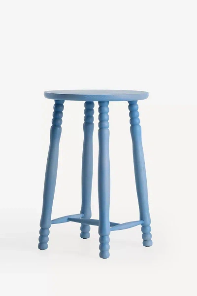 Anthropologie Pierre Turned Wood Counter Stool In Blue
