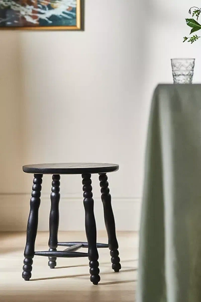 Anthropologie Pierre Turned Wood Stool In Black