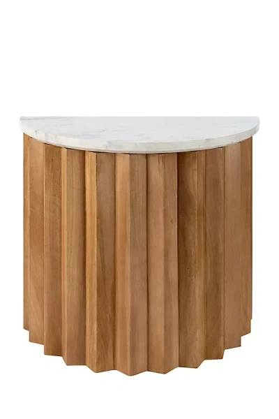 Anthropologie Piestra Marble-top Demilune End Table In Brown