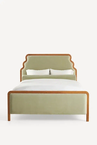 Anthropologie Pim Velvet Bed In Mint