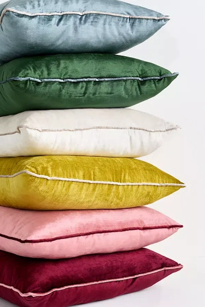 Anthropologie Piped Velvet Pillow In Multi