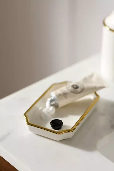 Anthropologie Piper Tipped Ceramic Soap Dish In Gold