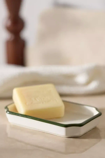 Anthropologie Piper Tipped Ceramic Soap Dish In Green