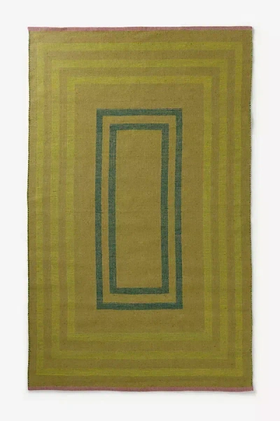 Anthropologie Pippa Flatwoven Jute Border Rug In Green