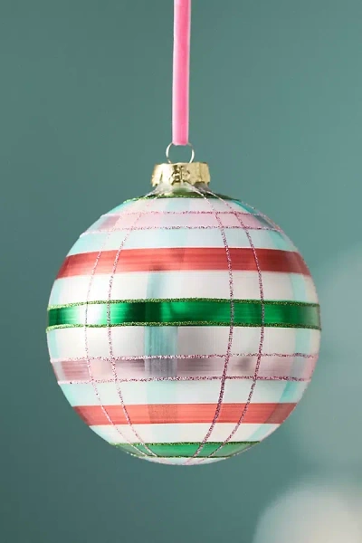 Anthropologie Plaid Ball Glass Ornament In Multi