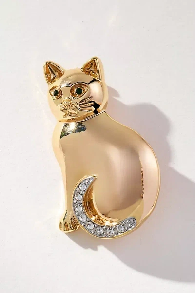Anthropologie Playful Pet Brooch In Gold