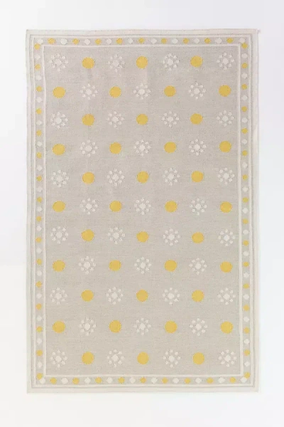 Anthropologie Polka Dot Indoor/outdoor Flatwoven Printed Rug In Gray