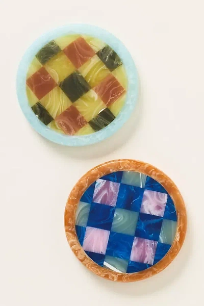 Anthropologie Polka Dot Resin Coasters, Set Of 2