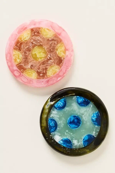 Anthropologie Polka Dot Resin Coasters, Set Of 2