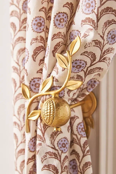 Anthropologie Pomegranate Solid Brass Fruit Tieback In Gold