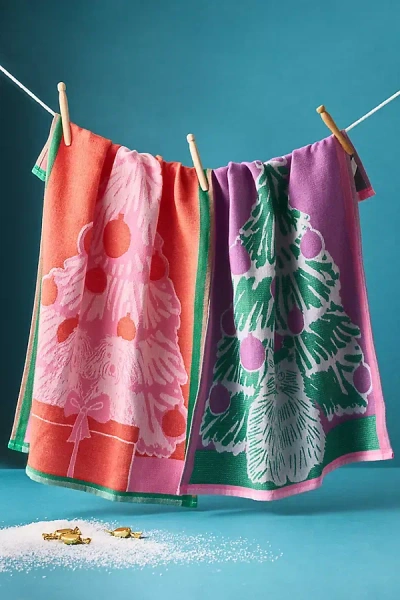 Anthropologie Pop Art Pets Jacquard Dish Towels, Set Of 2 In Multi