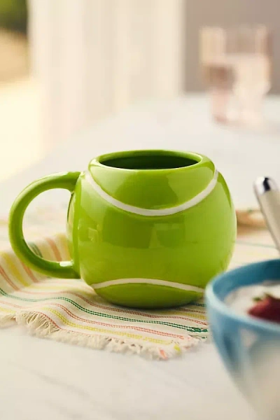 Anthropologie Porcelain Sports Mug In Green
