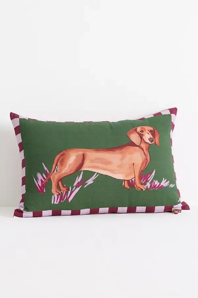 Anthropologie Portabello Cotton Printed Icon Pillow In Green
