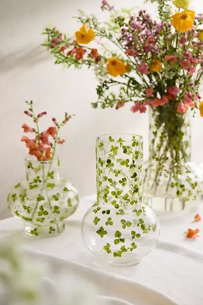 Anthropologie Pressed Floral Fluted Vase