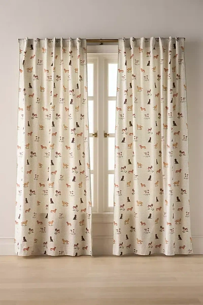 Anthropologie Printed Cotton Dogs Curtain