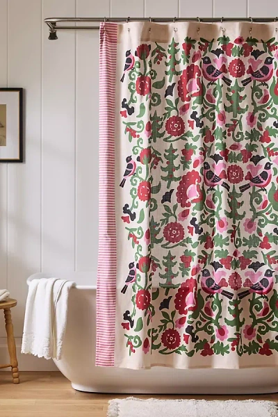 Anthropologie Printed Cotton Slub Shower Curtain Collection In Multi