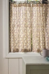 Anthropologie Printed Cotton Tie-top Floral Café Curtains, Set Of 2 In Brown