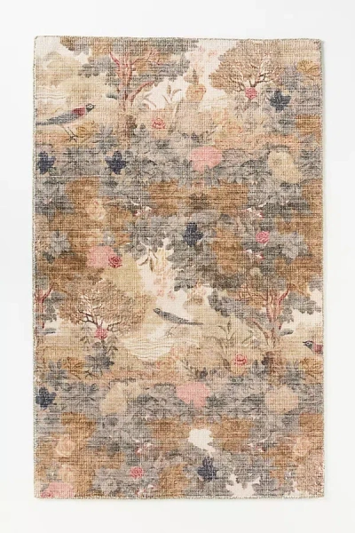 Anthropologie Printed Easy-care Scenic Bird Rug