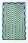 Anthropologie Printed Goods Tufted Wool Floral Striped Rug In Green