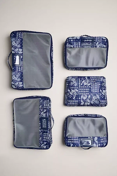 Anthropologie Printed Packing Cubes, Set Of 4 In Blue