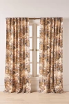 Anthropologie Printed Velvet Scenic Bird Curtain In Brown