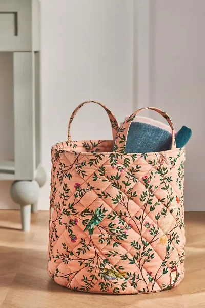 Anthropologie Priyanka Printed Basket In Orange